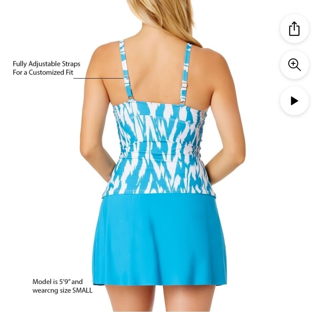 NWT Anne Cole Tankini Top Turquoise UPF 50 Limited Edition  size Large - Picture 6 of 10